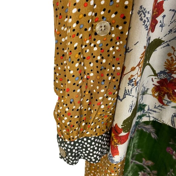 John Mark Mixed Print Button Up Tunic Shirt Boho Women 3X Long Roll Tab Sleeve - Picture 6 of 9